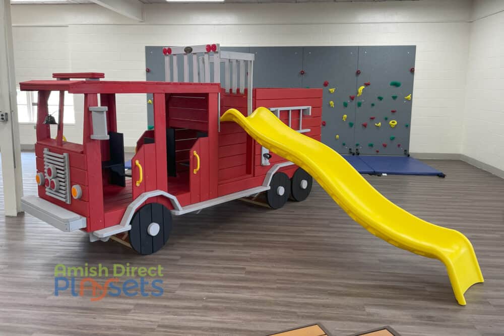 L&F Fire Truck Play Set, 3-Piece Wooden Play Kit with Fire Truck