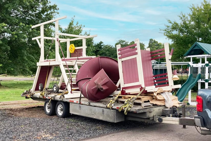 A playset being delivered.