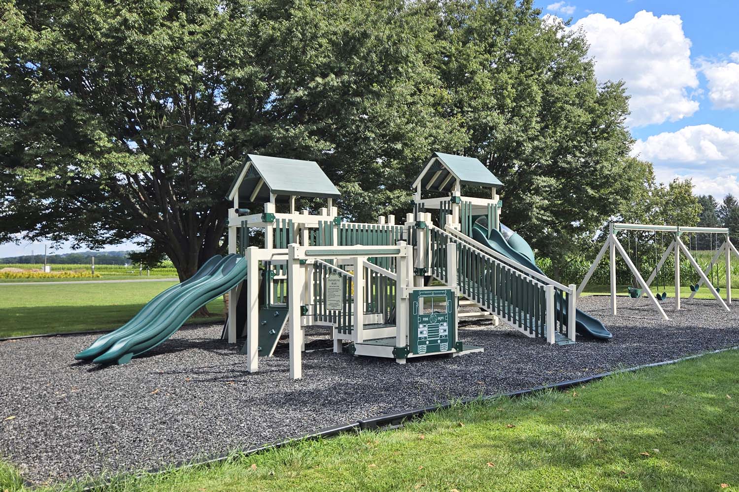 Lincoln's Labyrinth playground with swing frame
